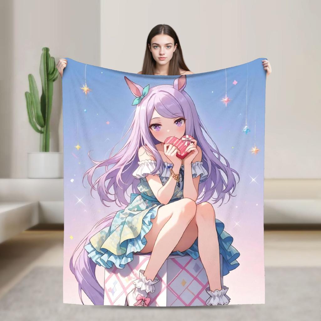 Umamusume Pretty Derby Mejiro Blanket Fleece Autumn/Winter  Portable Lightweight Throw Blanket for Bed Bedroom Rug Piece