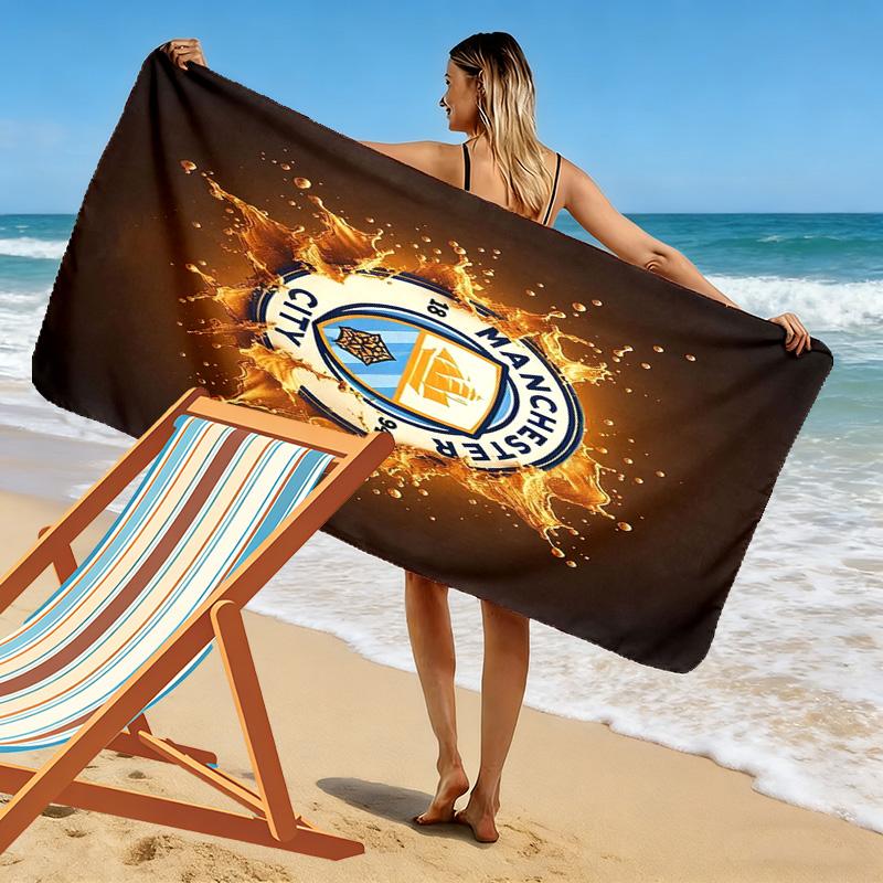 Manchester City F.C Print Beach Towel, Large Soft Quick Dry Towel for Beach Camping Swimming