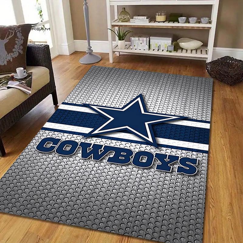 Cowboys Team Spirit Style Crystal Velvet Rug, Soft Anti‑Slip Crystal Velvet Carpet for Living Room Bedroom Home Decor