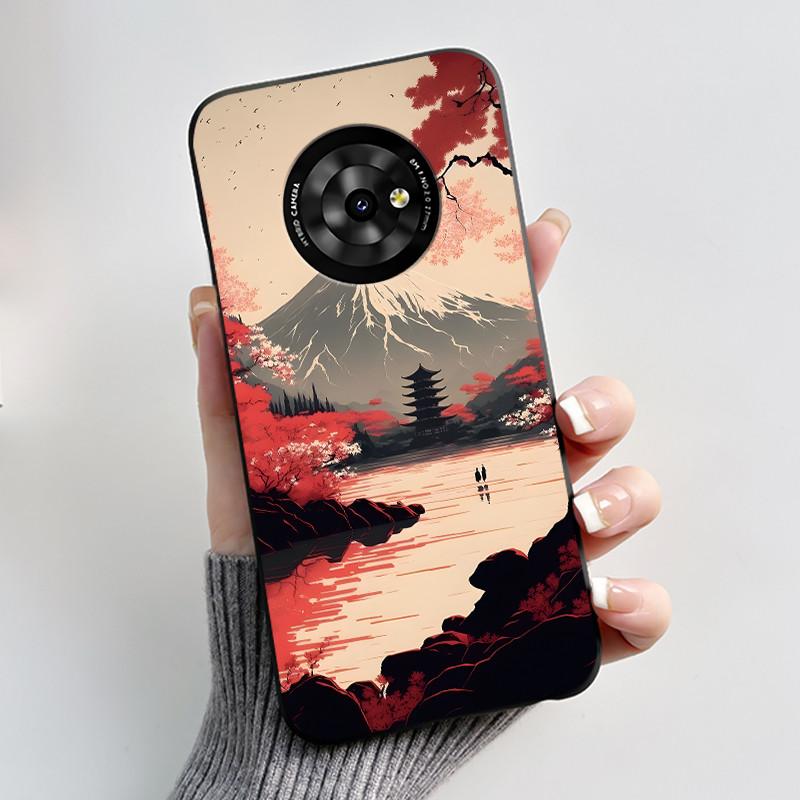 New Unique Cartoon Design Soft Silicone Black Casing For TCL Suixuetang M1 Fluffy Kitten Pattern Shockproof Protective Cover