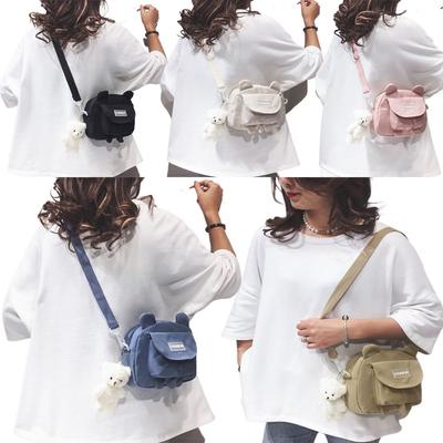Маленькая женская сумка-мессенджер Wild Cute Kitty Bag Ins Корейская студенческая холщовая сумка на плечо Чехол для мобильного телефона
