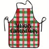 Christmas Plaid Print Apron - Durable Polyester, Washable Reusable Kitchen & Dining Apron with "Merry Christmas