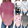 Women's Fashionable Casual High Neck Printed Long Sleeve T-Shirt Pullover Top