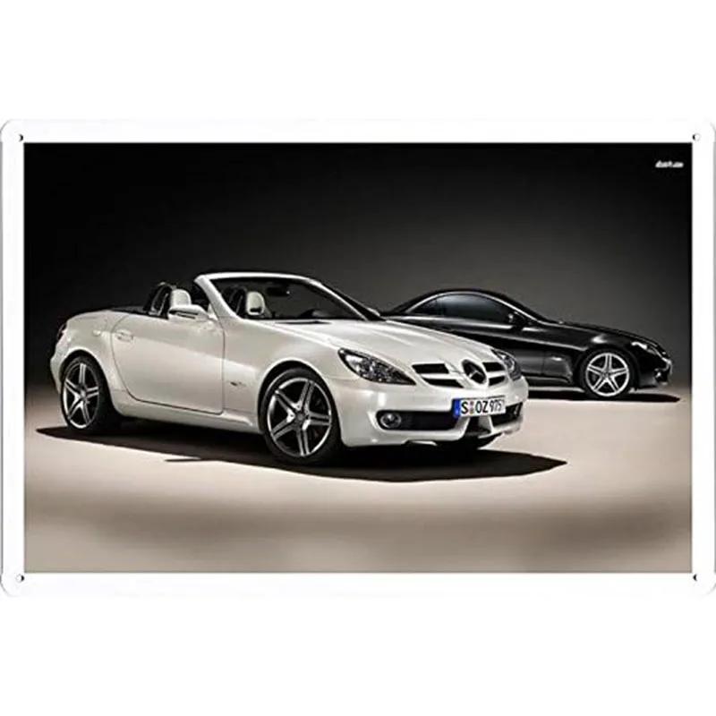 Автомобильные металлические жестяные таблички Плакат Декор стены спортивного автомобиля Винтажные художественные постеры Железная живопись для мужской комнаты Домашнего кафе Гаража Клуба Бара