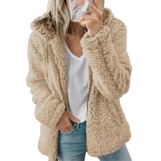 Флисовое пальто для женщин, оверсайз, на молнии, с капюшоном, пушистая толстовка с открытой передней частью, демисезонная теплая верхняя одежда
