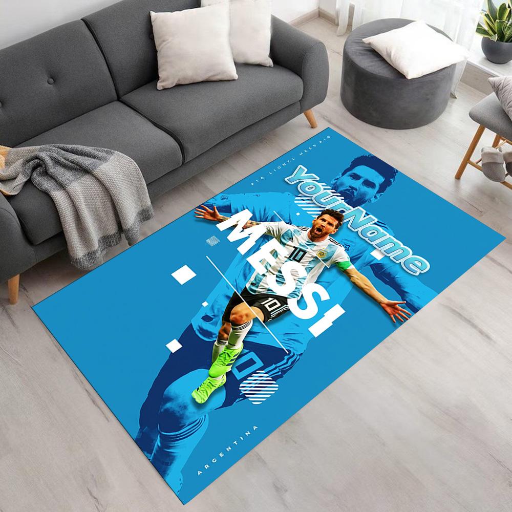 Messi Personalized Name Carpet Suitable for Game Room Balcony Foyer Decorate room Antislip Carpet Anime Office Decor Perfect Gift for Friends & Family