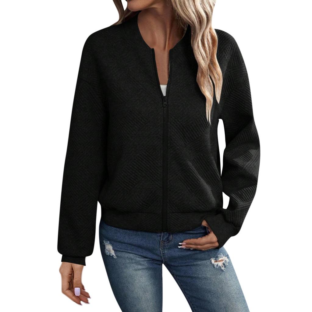 Womens Long Sleeve Zip Up Sweatshirts Jackets Full Zipper Lightweight Jacket Casual Loose Outwear Coat