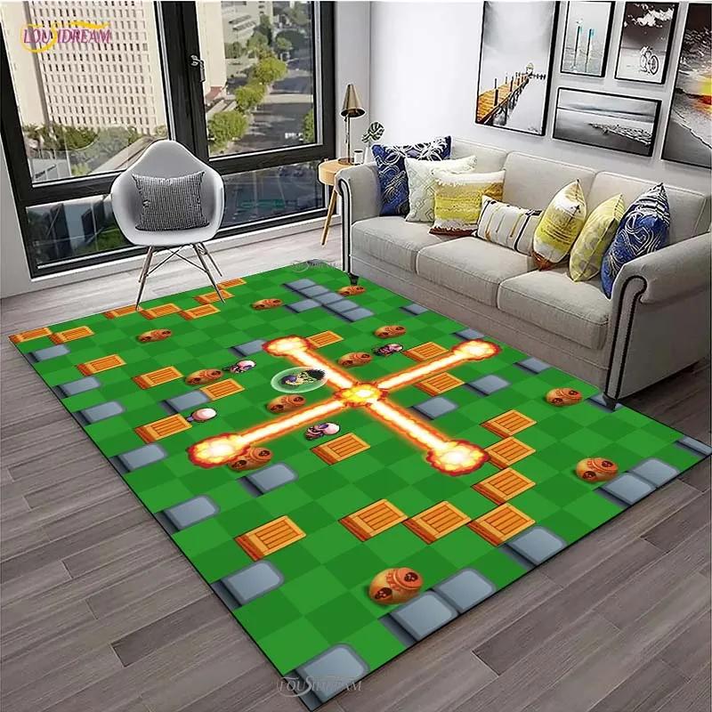 Ретро Ковер для игры Bomberman для гостиной, коврик для спальни, коврик для кухни с нескользящим покрытием, ковер, подарок на день рождения, коврик-постер