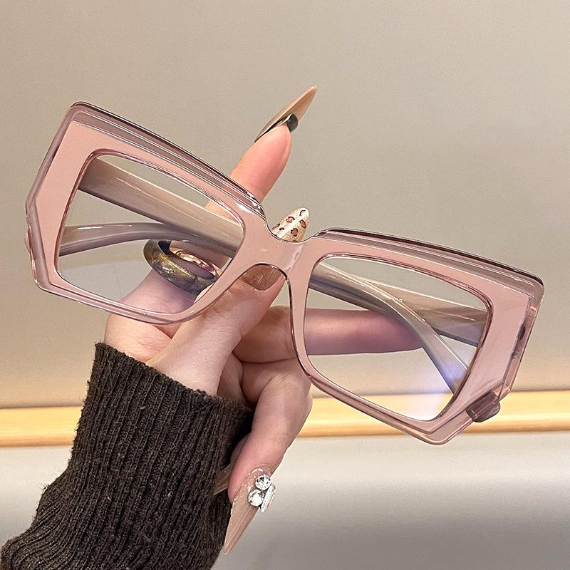 Очки с защитой от синего света, ретро-модные плоские очки с цветовым соответствием, простое лицо и тонкий артефакт, очки с большой оправой