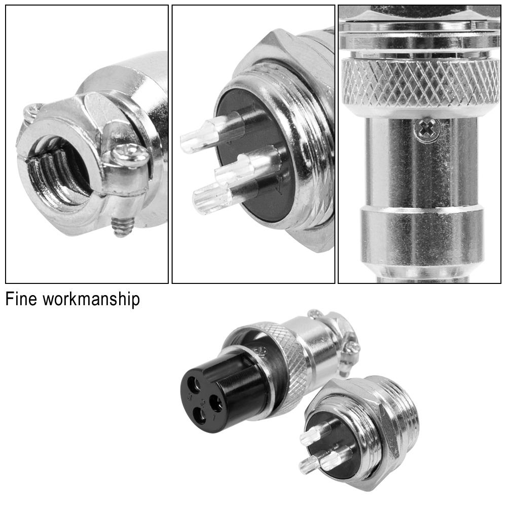 GX16 Авиационный разъем Электрический разъем GX16 Авиационный разъем 3-контактный 16 мм Мужской/Женский Провод Панель Круглый разъем Медный сплав Встроенный кабель