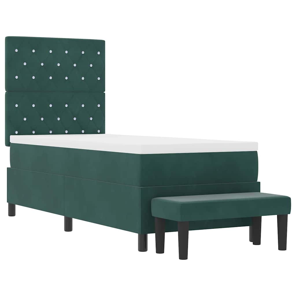 Box Spring Bed with Cushions Dark Green 200 x 80 cm Velvet