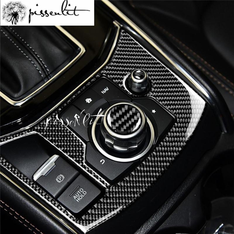 True Carbon Fiber Parts Knob Volume Button Trim FIT for Mazda 3 Mazda 6 CX-9 CX-5 16- 2018Auto Interior Stickers Accessories