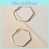 Contemporary Hexagon Geometric Ear Rings With Electroplated Gold For Stylish Office Wear