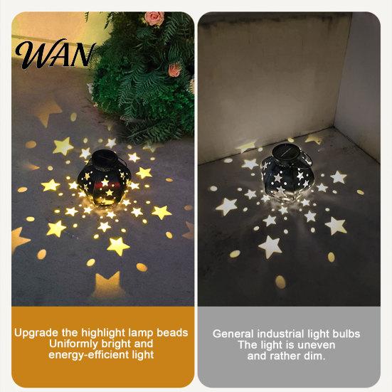 Solar Garden Lights Star Lantern, Metal Light, Waterproof Outdoor Hanging Automatic On Off Lantern for Porch Patio Lawn Pathway Wedding Party