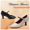 Женские классические туфли из искусственной кожи с закрытым носком, современные танцевальные туфли для джаза, элегантные танцевальные туфли на среднем каблуке
