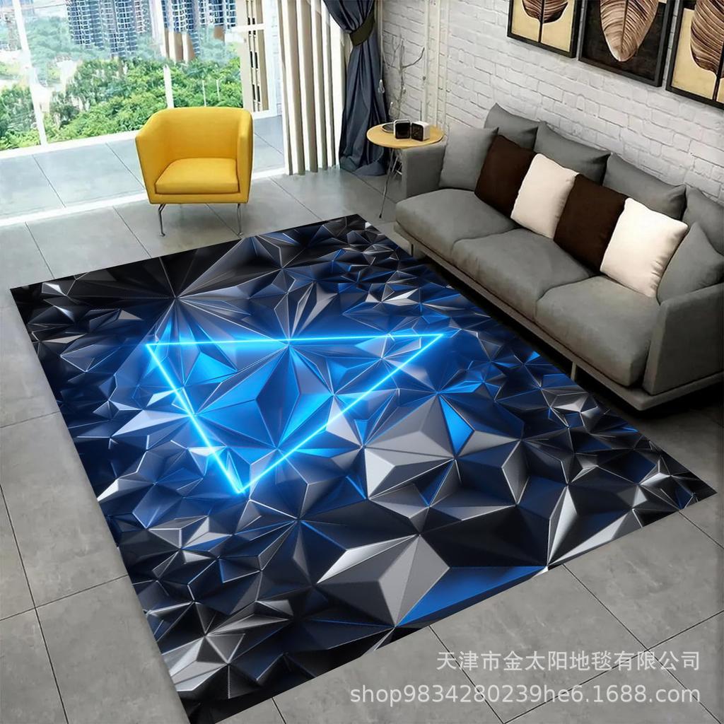 3D Visual Carpet Abstract Geometric Grid Living Room Decoration Carpet