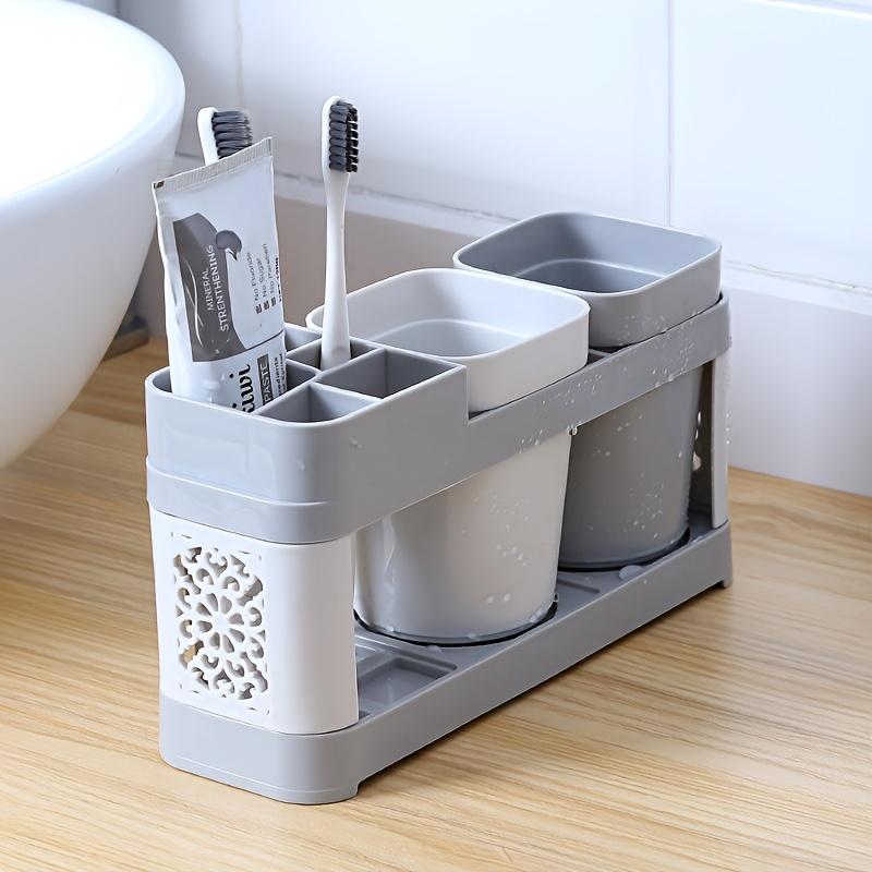Chic Hollow Design Toothbrush & Toothpaste Holder Set with Drain - Ideal for Bathroom Organization, Home Decor