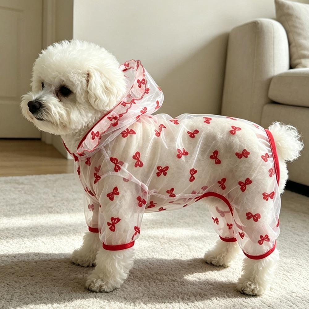 Four Legged Dog summer Clothes Breathable Pet Mesh Jumpsuit Cover Hooded Sunscreen Clothing Cat