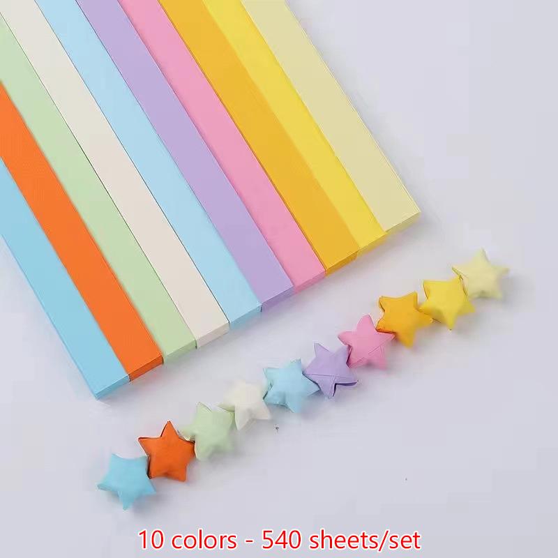 540 листов бумаги для оригами, звезды, красочная складная бумага, счастливая звезда, оригами, звезды, бумажные полоски для рукоделия, бумажное искусство, ремесла