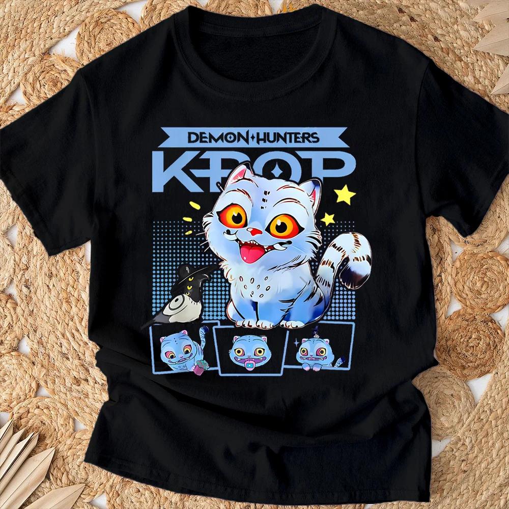 Kpop Охотник на демонов Футболки Лето Новые HD Принт тигра Дышащая футболка Женщины Круглый вырез Повседневные Мягкие топы Графические футболки