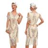 Vintage Prom Embroidered Tassel Dress Cocktail Party Plus Size Sequin Beaded Mesh Dress