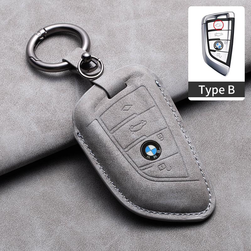 KWYP9 Hot 2025 Suede Leather Car Key Case Cover Shell Fob For BMW X1 X3 X5 X6 X7 1 3 5 6 7 Series G20 G30 G11 F15 F16 G01 G02 F48 Acce
