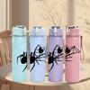 1PC Black Spider Insect Sketch Print 750ml Color Plastic Sports Water Bottle Leakproof Flip Straw Lid Suitable for Sports Office Home Use