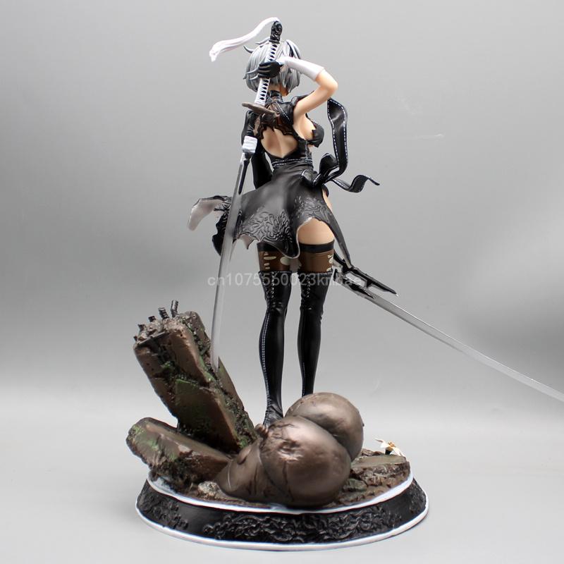 Фигурки Nier Automata Yorha No.2 Фигурка 33см ПВХ 2B Статуэтка 2 Головы Коллекционная Экшн-фигурка Украшение для Автомобиля Подарки для Девочек GK