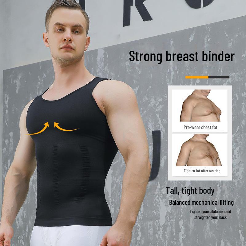 Мужской улучшенный дышащий спортивный жилет для коррекции груди и живота