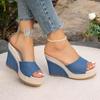 Women Shoes Summer Slippers Fashion Retro Wedge Platform Beach Shoes Female Peep High Heels Sandalias Mules