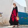 Women's Plus Size Cover-ups Printed Bat Sleeve Long Gown Loose Plus Size Holiday Beach Dress Bikini Outer Shirt