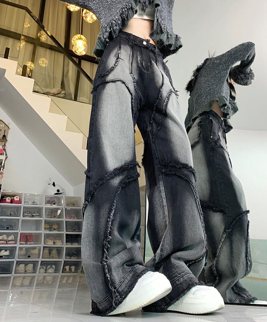 Y2K Wide Leg Jeans Women Hip Hop Style Fashion Vintage Streetwear Black High Waist Jean Female Trouser Baggy Denim Pants