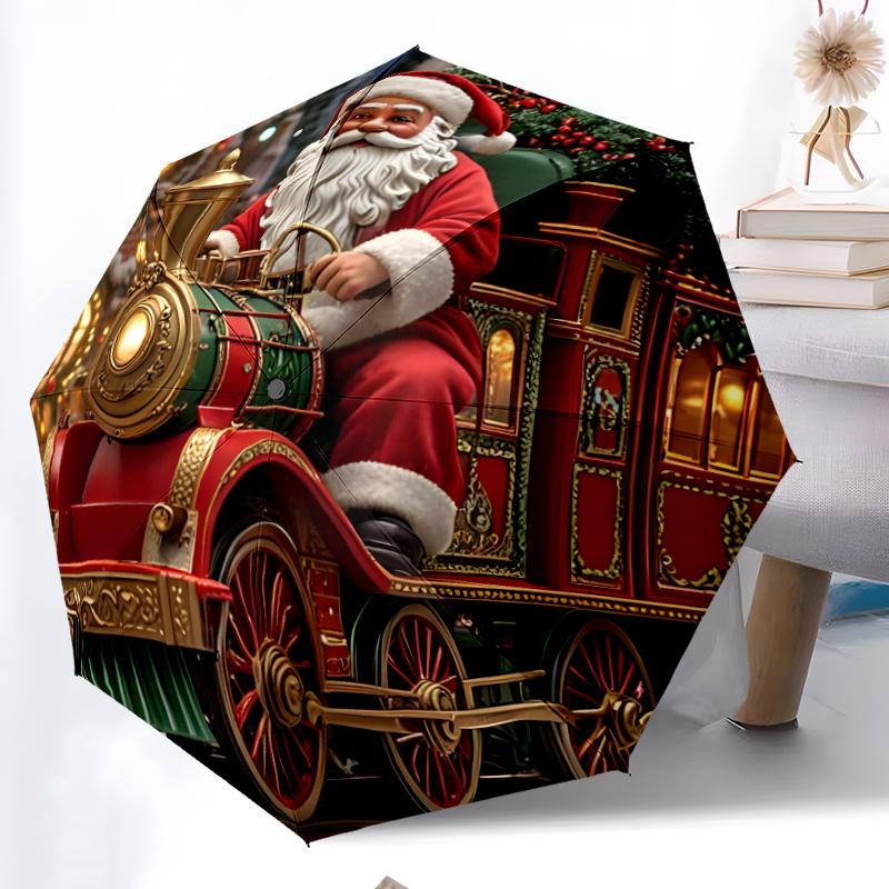 Chrismas Fashionable Automatic Opening/Closing Folding Umbrella. Portable and Foldable, Ideal for Gift, Travel, and Daily Use.