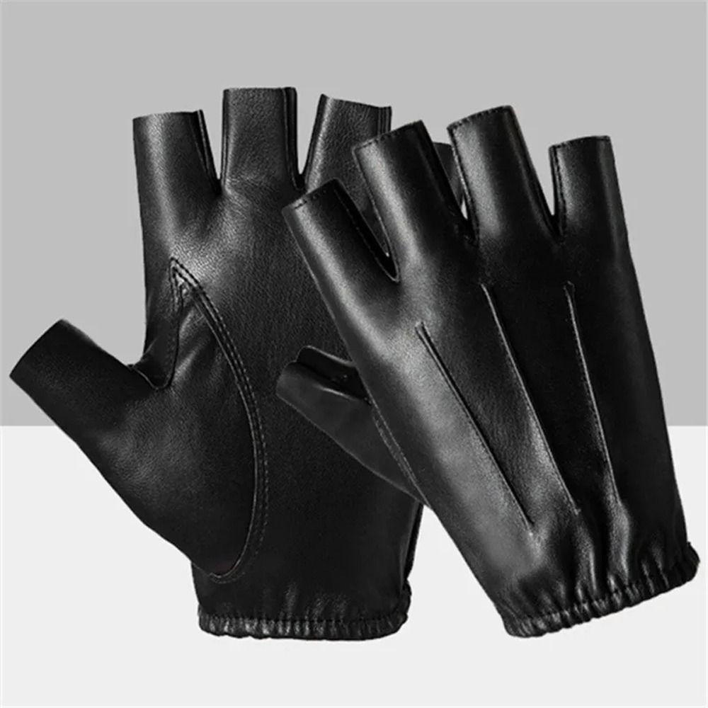 Riding Fingerless Mittens Fitness Cycling Gloves Fashion PU Leather Gloves Outdoor Sports