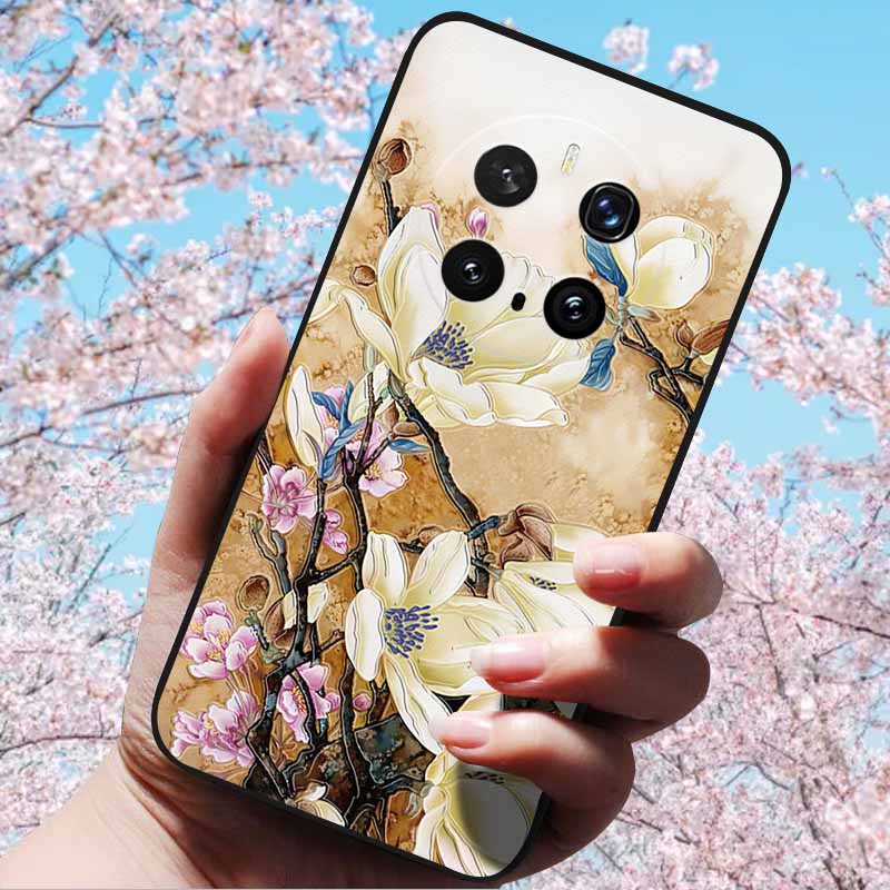 Чехлы для Honor Magic7 Pro / Magic7 5G 3D Рельефный Цветок Тиснение Мягкий Силикон Для Magic7 Pro Magic 7 3D Мультяшная Задняя Крышка Чехлы