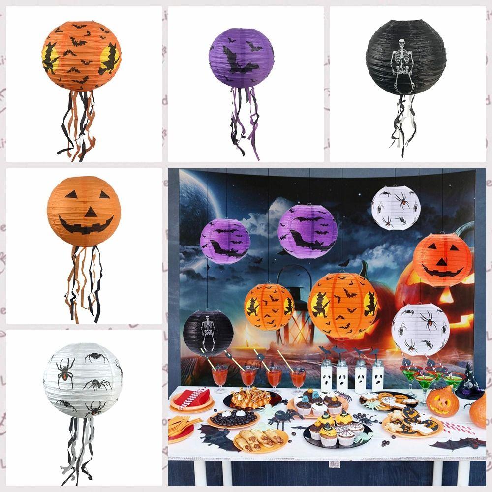 Skeleton Halloween Paper Lanterns Pumpkin Hangingn Tassels Lantern Hanging Pendant Hotel