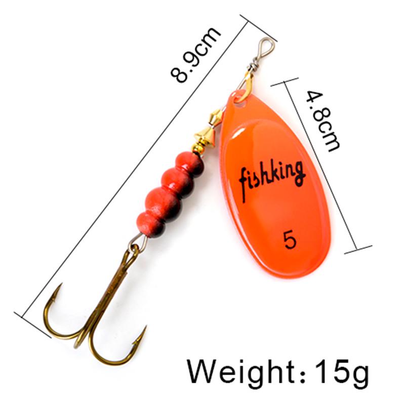 FISH KING Spinner Bait 3,9 г, 4,6 г, 7,4 г, 10,8 г, 15 г, приманки для ложки, металлические приманки для щуки с тройными крючками, искусственная приманка для окуня, рыболовная приманка