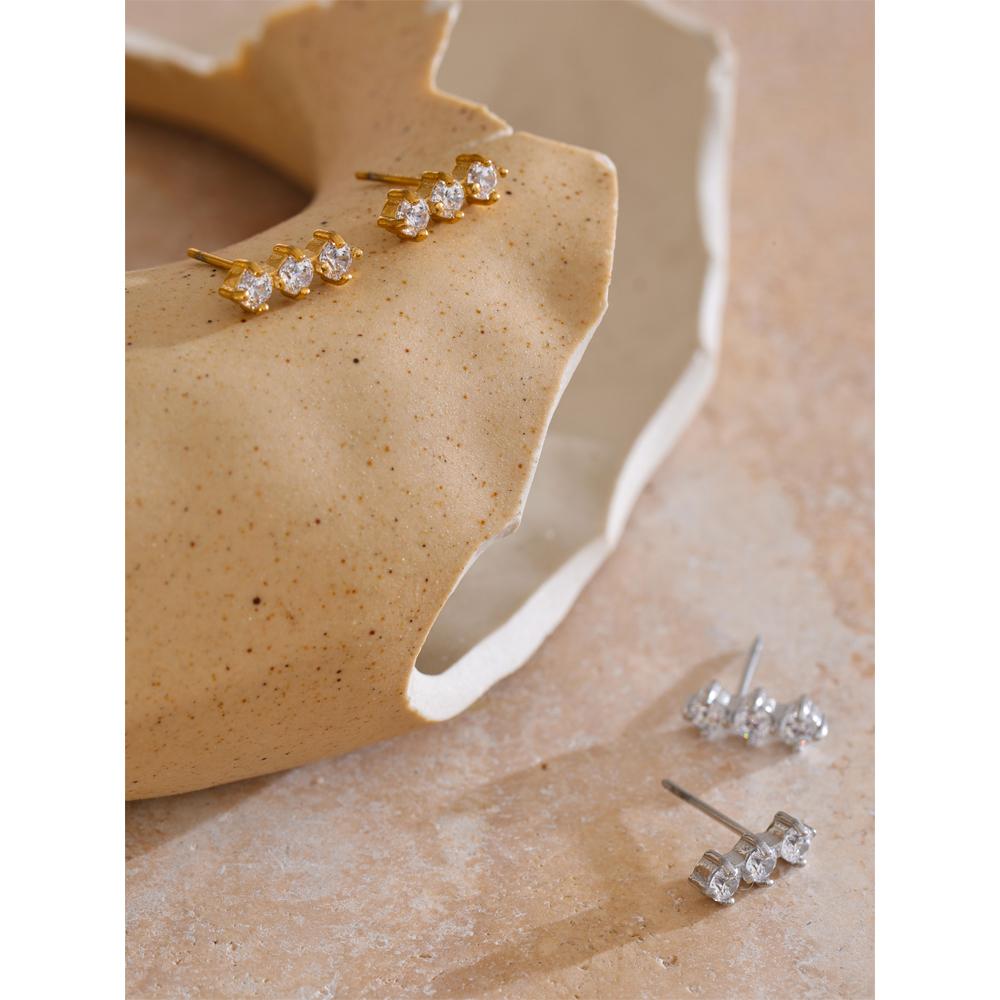 Eetit Высококачественные блестящие серьги-пусеты с кубическим цирконием для женщин из нержавеющей стали, нежные, популярные, универсальные, подарок