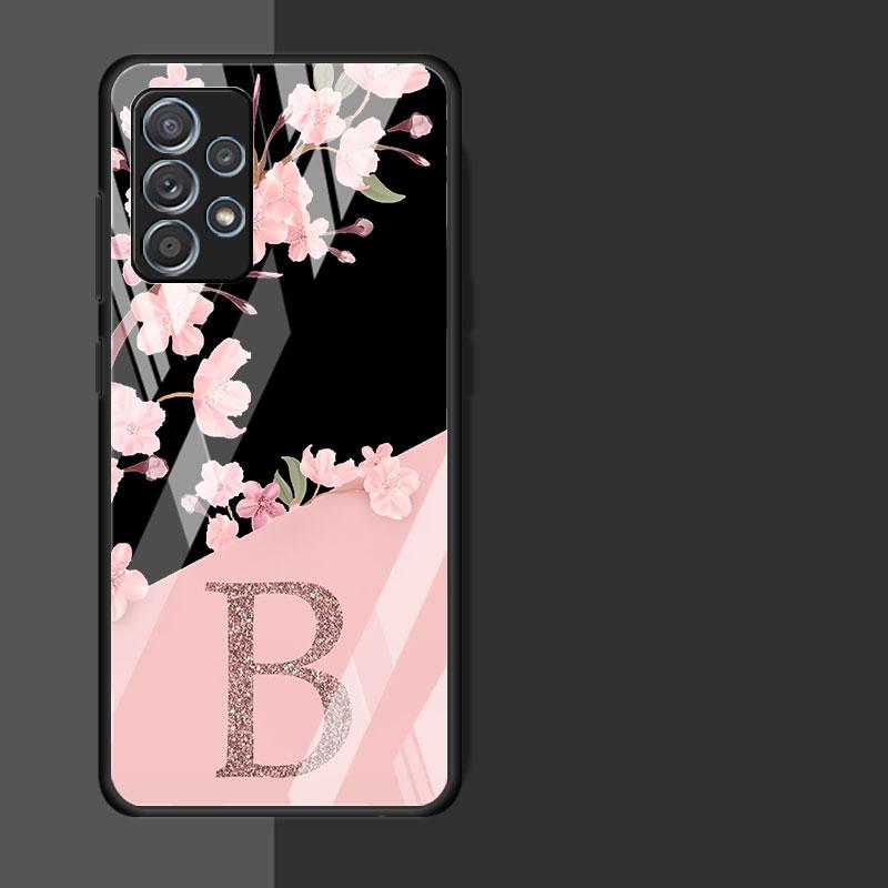 Пользовательский чехол Cherry Blossom Flower Initial Glass для Samsung Galaxy A52 A71 A50 A51 A70 A21s A31 A72 A10 A12 A22 5G Phone Cover