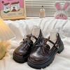 Brown Platform Muffin Thick Heel Single Shoes Autumn New Japanese Jk Mary Jane Bow Small Leather Shoes Women