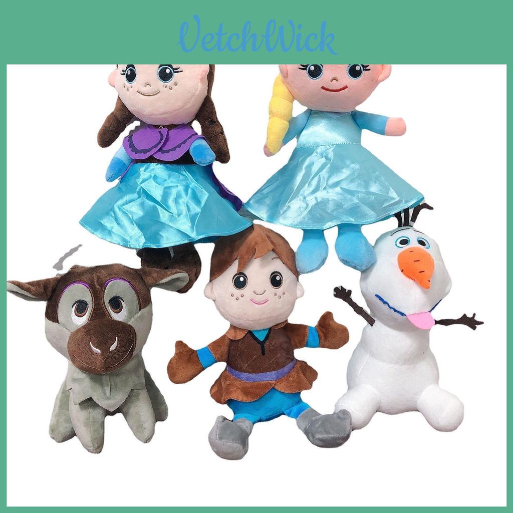 Frozen Anna Elsa Snowman Reindeer Plush Figure With Soft Water Crystal Fabric For Playroom Decor