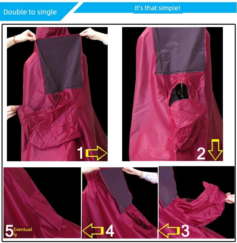 Electric Bicycle Motorcycle Raincoat Single Double plus Size Thicken and Lengthen Big Brim Adult Riding Poncho Men