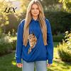 Warm Sweatshirt with Kangaroo Pocket Women Pet Pouch Hoodie, Oversized Hooded Pouch, Drawstring Dog Cat Carrying Pullover Top for Fall Winter