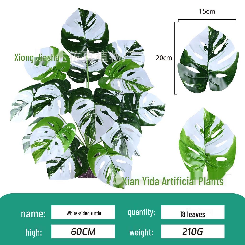Artificial Green Plant Arrangement with 18 Leaves for Scenic Décor in Hotels and Malls