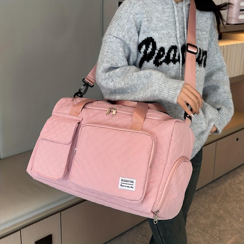 Large Capacity Durable Nylon Travel Duffle Bag,Spacious Portable Gym Sports Tote, Stylish Argyle Pattern Weekender Overnight Bag