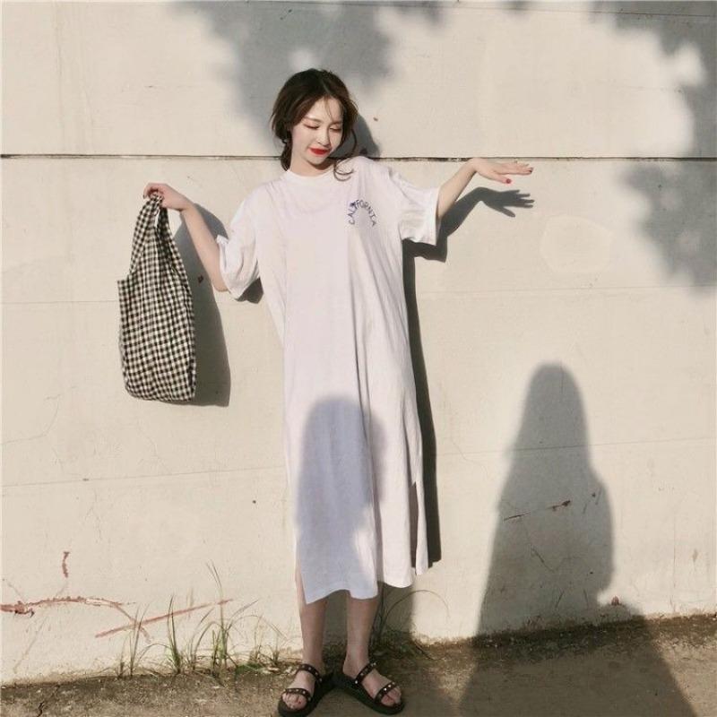 YYFS Женская мода лето весна 1/2 рукава О-образный вырез свободная талия повседневные платья