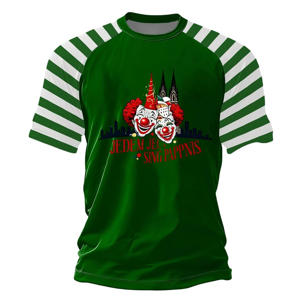 Мужская футболка с красными полосами и принтом клоуна для карнавала и повседневного ношения