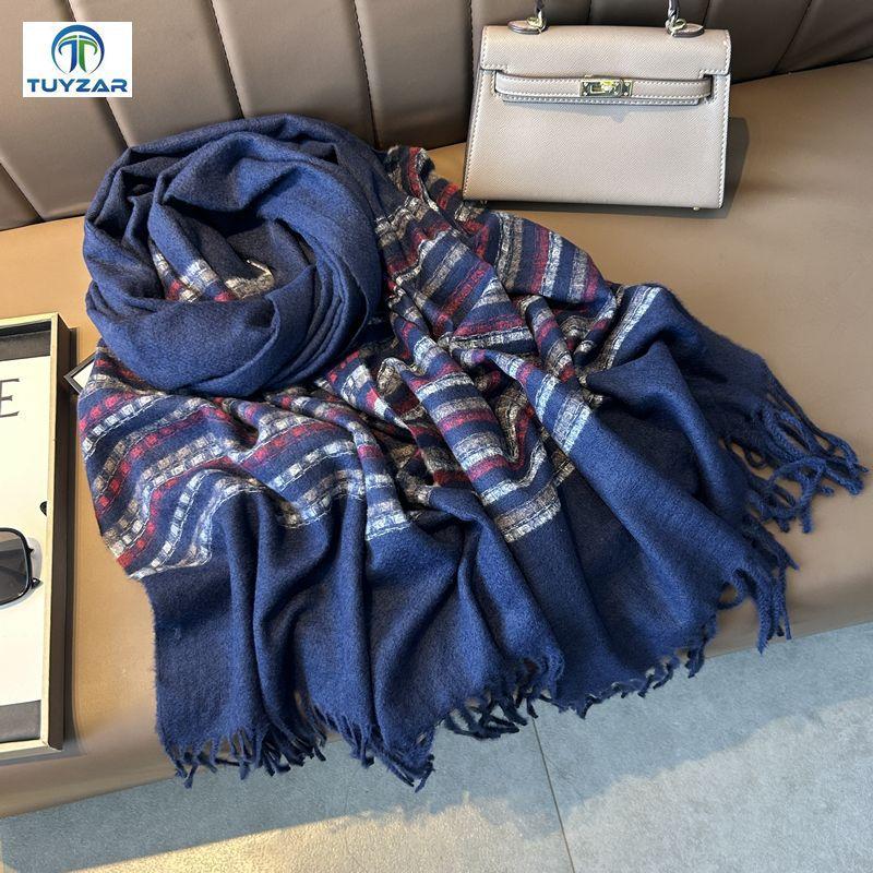 2024 Autumn And Winter New Thickened And Extended Cashmere Scarf Versatile Women'S Warm Neck Protection Scarf Double Sided Scarf Shawl