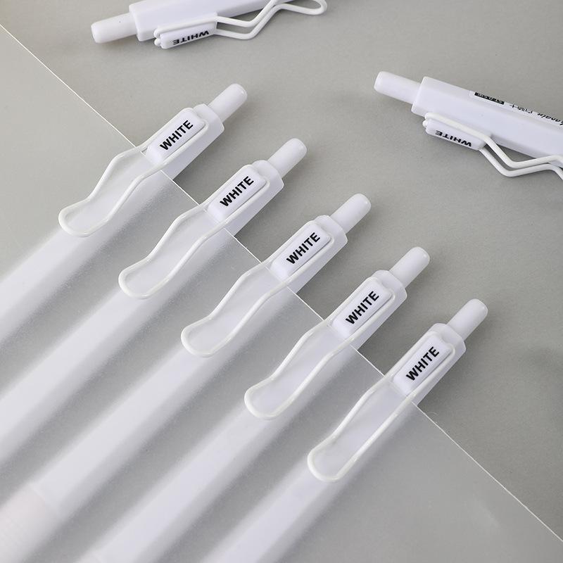 6 шт./компл., простая гелевая ручка, корейская мода, белая, черная, однотонная, канцелярские принадлежности, гелевая ручка, милый альбом для скрапбукинга, ручка с черными чернилами 0,5 мм