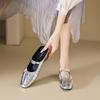 Augustine Thick Heel Half Slippers Women's Outerwear Summer 2025 New Silver Bag Head Mary Jane Muller Sandals
